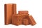 Composition of red bricks ceramic blocks on a white background