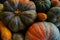 Composition of red and green pumpkins