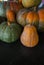 Composition of red and green pumpkins
