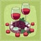 Composition with red wine and grapes and cheese