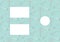 Composition of repeated sword and axe design on pale blue with rectangular and circular copy spaces