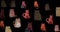 Composition of rows of cute cats on black background