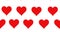 Composition of rows of red hearts moving on white background