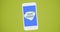 Composition of save energy text and plant plug logo on blue smartphone screen, over green background