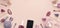 Composition set of decorative cosmetics nail Polish lipstick sponge sharpener mobile phone box gift ribbon satin bow background pi