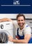 Composition of smiling caucasian plumber fixing washing machine