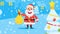 Composition Snowman Santa Claus Christmas Tree Text Happy Merry Christmas