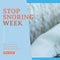 Composition of stop snoring week text and copy space on blue background