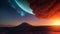 A Composition Of A Strikingly Candid View Of A Planet With A Volcano In The Distance AI Generative