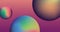 Composition of three gradient spheres in vibrant colors on pink background