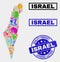 Composition of Tools Israel Map and Quality Product Stamp