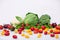 Composition with variety of fresh group of vegetables background