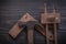 Composition of vintage wooden claw hammer square