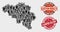 Composition of Vote Belgium Map and Scratched Classified Delivery Stamp Seal