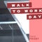 Composition of walk to work day text and copy space over shapes and blurred background