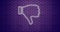 Composition of white neon outline thumbs down icon over purple background