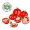 Composition of whole and pieces of tomato. Ecological natural product