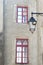 Composition of windows and a street lamp in Valence in France