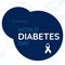 Composition of world diabetes day with ribbon on blue background