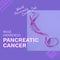 Composition of world pancreatic cancer day text with pink purple ribbon on purple background