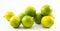 Composition of a yellow and green lemons and lime on a white background