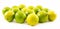 Composition of a yellow and green lemons and lime on a white background