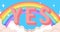 Composition of yes text over rainbow