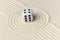 Composition on Zen garden - sand, and dice
