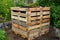 compost bin made of repurposed wooden pallets