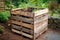 compost bin made from repurposed wooden pallets