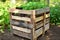 compost bin made of repurposed wooden pallets