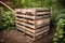 compost bin made of repurposed wooden pallets