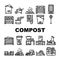Compost Production Collection Icons Set Vector
