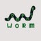 Compost worms. Worm earthworm black silhouette animal. Lettering. Vector isolated for logo, web design