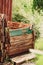 Composting box on farm made of old rustic wood