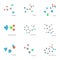 Compound molecule icons set, cartoon style