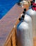 Compressed Air Tanks on Scuba Diving Boat