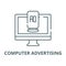 Computer advertising line icon, vector. Computer advertising outline sign, concept symbol, flat illustration