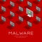 Computer all in one 3d isometric pattern, Malware virus protection concept poster and social banner post square design