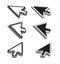 Computer arrow in different perspective view, pixelated mouse pointers, cursor sign design, mouse icon, template, vector