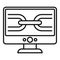 Computer backlink strategy icon, outline style