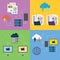 Computer, backup, file transfer, data and cloud computing icons