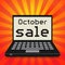 Computer, business concept with text October Sale