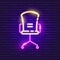 Computer chair neon sign. Vector illustration for the design of advertising, catalog, banner, signboard. Furniture concept