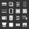 Computer chips icons set grey vector