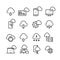 Computer cloud technology, data security, access perfection vector thin line icons