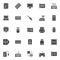 Computer components vector icons set