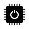 Computer cpu icon vector. computer cpu with power button icon. solid style icon vector concept