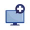 Computer with cross bubble flat style icon vector design