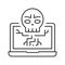 computer death programm line icon vector illustration